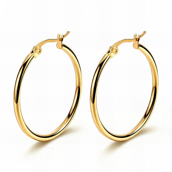 Classic big hoop earrings, 18K gold plated.
