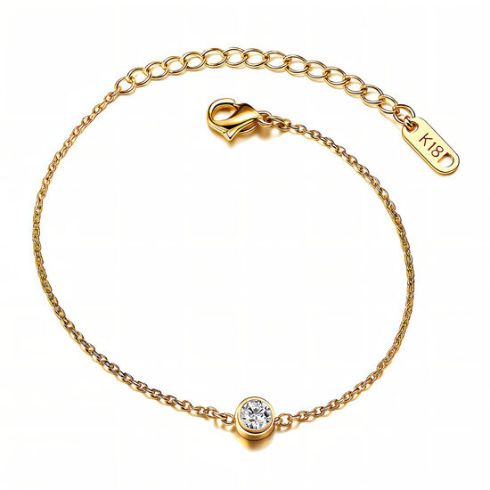 Gold plated bracelet. Zirconia accent.