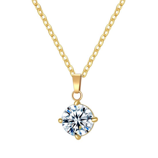 Zirconia pendant necklace. 18 k gold plated