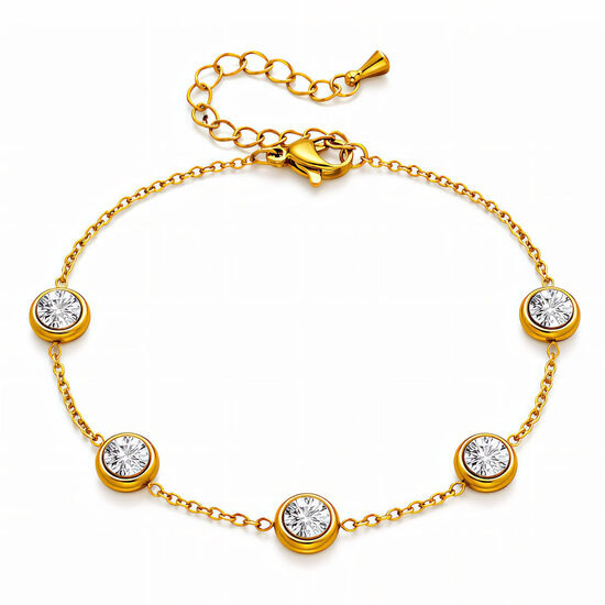 Zirconia insert bracelet. 18k gold plated.