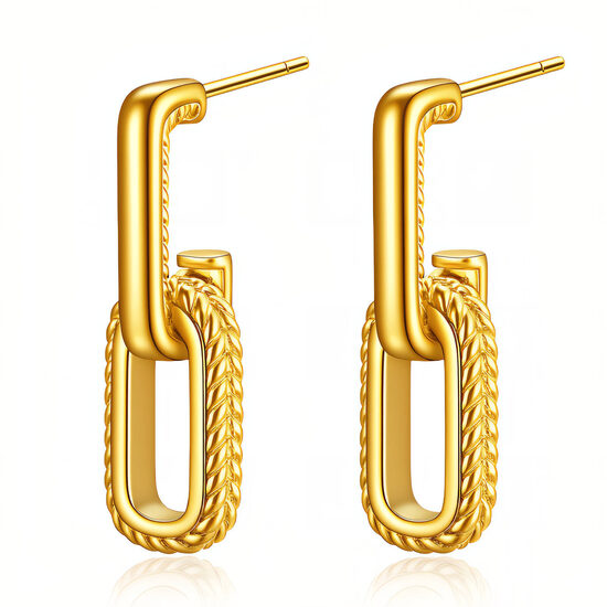 Chain earrings. Gold plated.