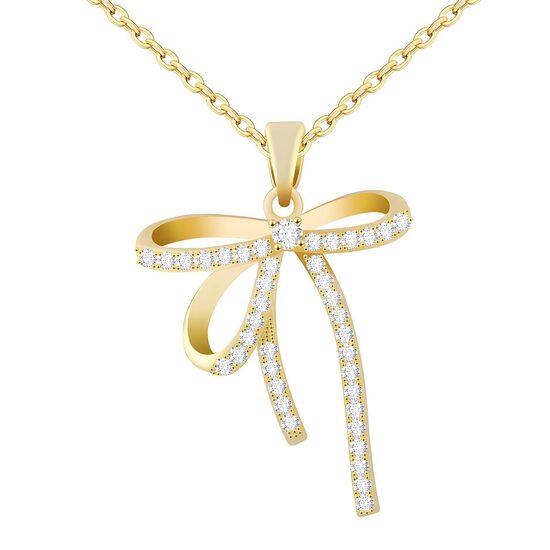 Bow zirconia necklace gold plated